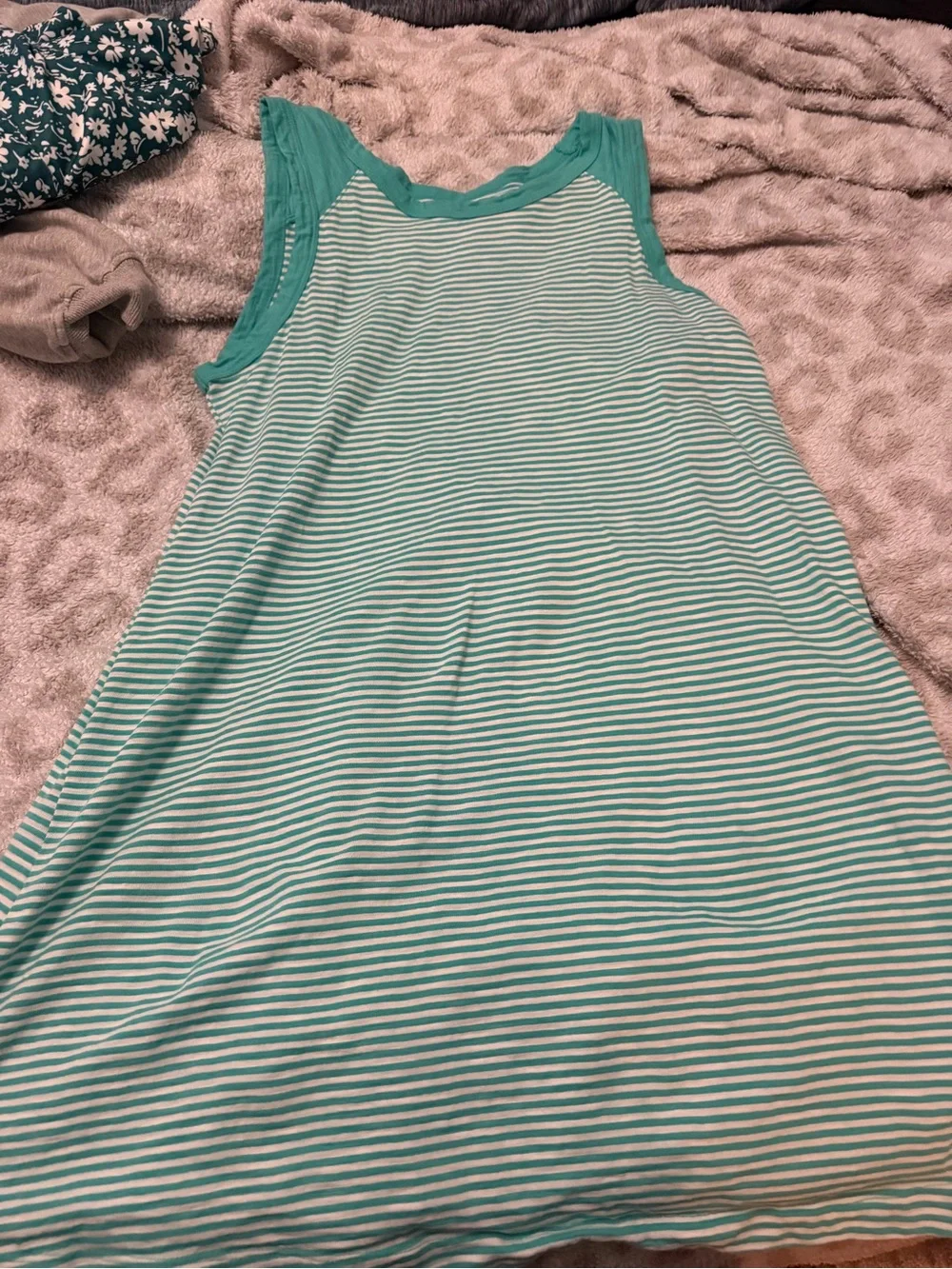 Sonoma Mint Green and White Striped Sleeveless Dress - Picture 1 of 2